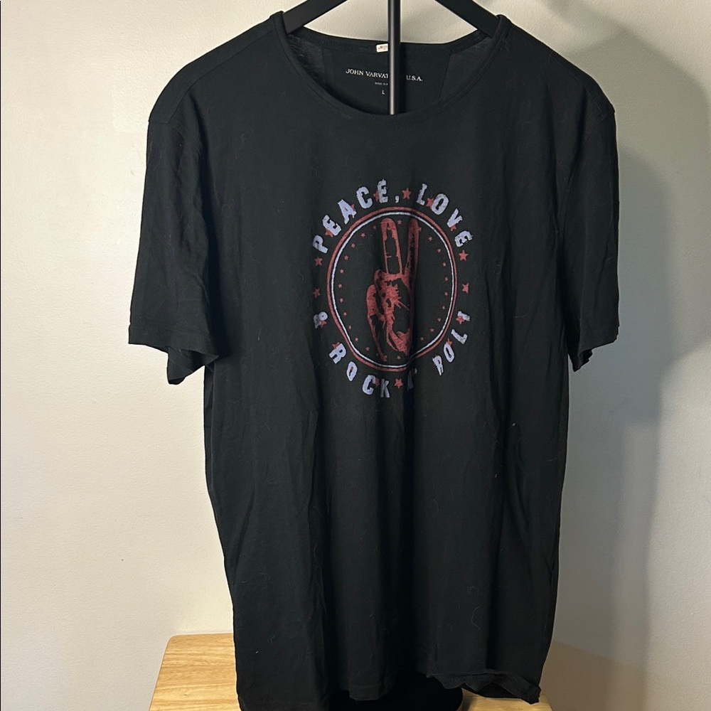 John Varvatos Black and Red Graphic Tee